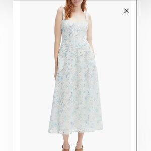 Bardot Blue and White Floral Lace Dress
